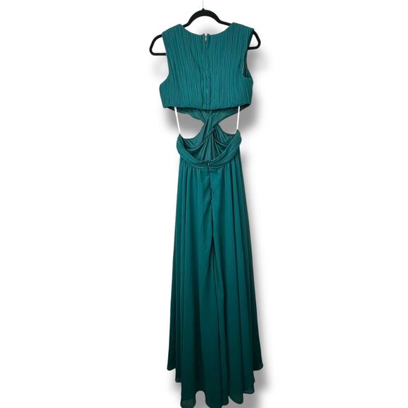 Lulus NWT Vivid Imagination Emerald Green Cutout Plunging Twirl Maxi Dress Large - Picture 7 of 10